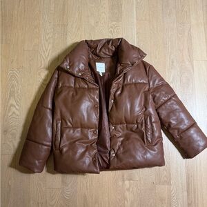 Avec Les Filles Tan Puffer Jacket